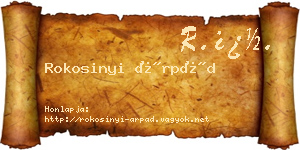 Rokosinyi Árpád névjegykártya