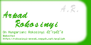 arpad rokosinyi business card